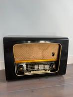 Vintage radio, zwarte houten kast, Ophalen of Verzenden
