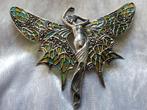 Mooie Zilveren Jugendstil Tiffany Broche - Meisje met Vleuge, Sieraden, Tassen en Uiterlijk, Antieke sieraden, Verzenden, Zilver