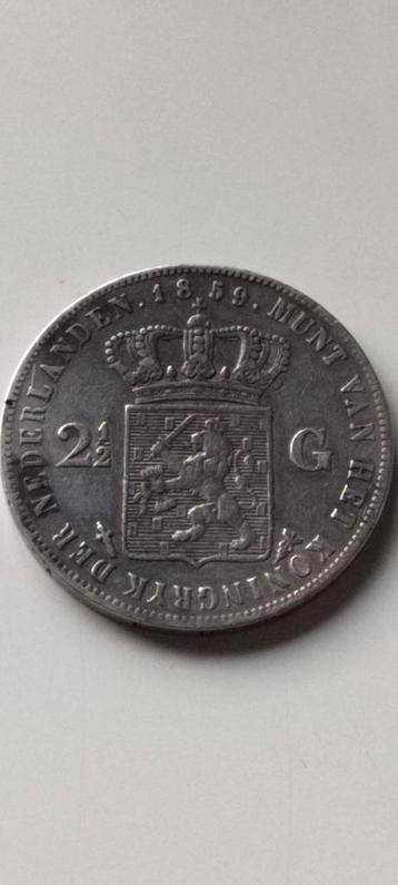 Zilveren 2½ Gulden 1859 - Koning Willem III beschikbaar voor biedingen