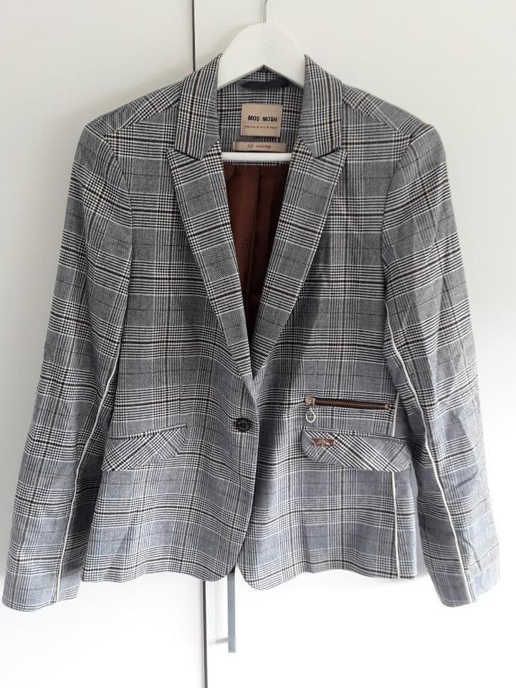 MOS MOSH Blauw/Bruin Geruite Blazer Maat 40, Kleding | Dames, Jasjes, Kostuums en Pakken, Zo goed als nieuw, Jasje, Maat 38/40 (M)