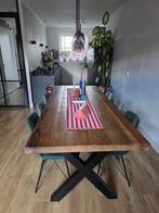 Houten tafel met stalen X poten (Giga meubel), Huis en Inrichting, Tafels | Eettafels, Ophalen, 200 cm of meer, 50 tot 100 cm