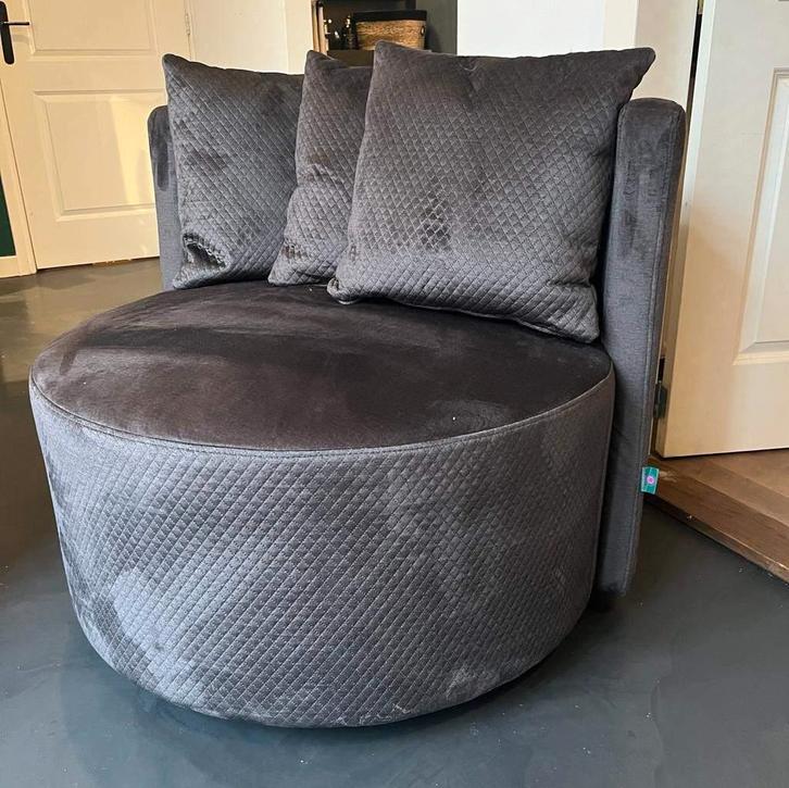 Draaifauteuil rond bruin voorraad laagste actie prijs, Huis en Inrichting, Fauteuils, Nieuw, Metaal, Stof, 75 tot 100 cm, 75 tot 100 cm