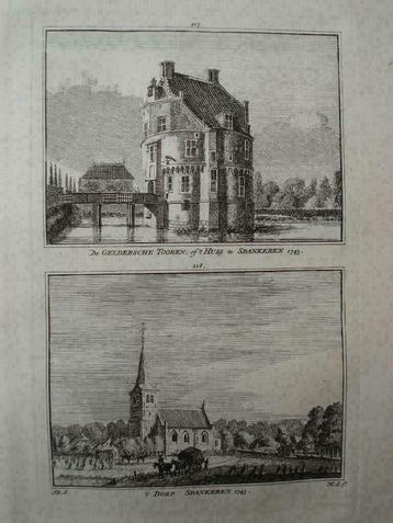 217-218 / Spankeren  Geldersche Toren Kopergravure 1750 beschikbaar voor biedingen