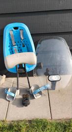 Yepp fietsstoeltje voor, adapter, windscherm voortzitje, Ophalen, Gebruikt, Yepp, Voetsteuntjes