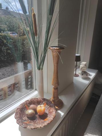 Grote houten Kandelaar prachtig exemplaar 44 cm hoog beschikbaar voor biedingen