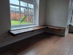 Hoekbank/speeltafel van eiken houten wagonplanken, Ophalen, Gebruikt, 100 tot 150 cm, Eikenhout