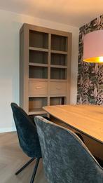 Eiken vakkenkast/boekenkast taupe - 220x107x40 cm, Huis en Inrichting, Kasten | Boekenkasten, Ophalen, Met plank(en), 100 tot 150 cm