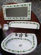 Prachtige Franse wastafel set groene klimop decor randen, Antiek en Kunst, Ophalen