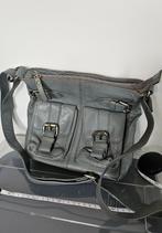 Praktische Grijze Leren Crossbody Tas / Schoudertas (V&D), Verzenden, Zo goed als nieuw, Grijs, Leer