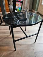 Bijzettafel HAY Rebar zwart staal marmer, Huis en Inrichting, Minder dan 55 cm, Metaal of Aluminium, Rond, Zo goed als nieuw