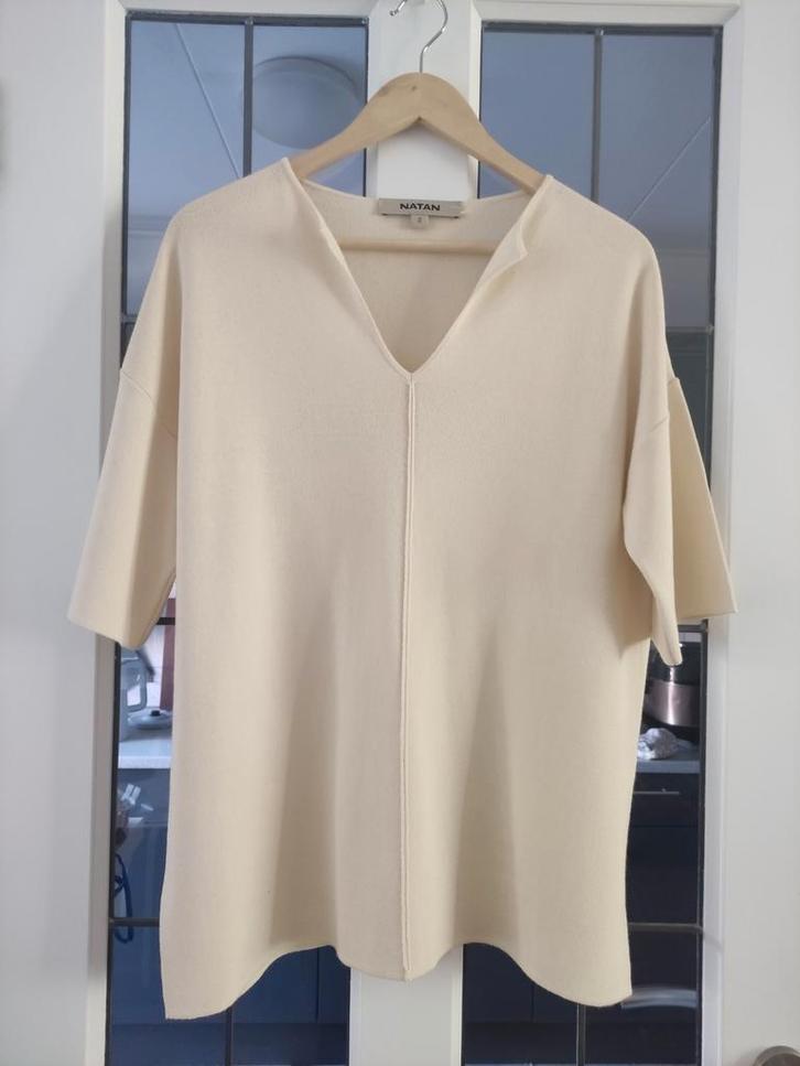 Natan Trui Crème V-hals maat L, Kleding | Dames, T-shirts, Gedragen, Maat 42/44 (L), Wit, Korte mouw, Ophalen of Verzenden