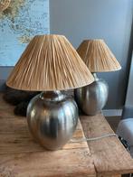 2x Tafellampen Zilver/Rotan - Dimmers, Huis en Inrichting, Lampen | Tafellampen, Ophalen of Verzenden, Zo goed als nieuw, Metaal