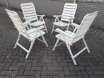 4 verstelbare opklapbare tuinstoelen in goede conditie, Ophalen, Gebruikt, Metaal, Verstelbaar