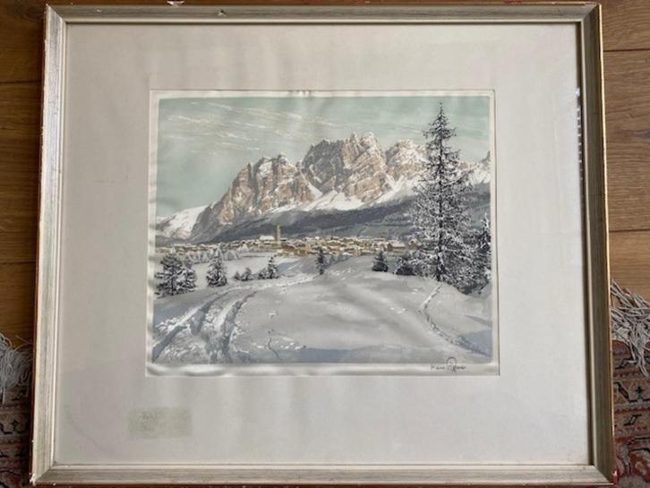 hans figura Peak of Wilder Kaiser, Kitzbuhelhom, Tyrol Alps, Antiek en Kunst, Kunst | Etsen en Gravures, Ophalen of Verzenden