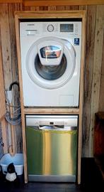 Wasmachine ombouw dubbel witgoedkast gerecycled hout, Ophalen, Nieuw, 50 tot 100 cm, 150 tot 200 cm