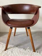 Kare design eetkamerstoel, PU leder, iets beschadigd, Huis en Inrichting, Stoelen, Ophalen, Overige materialen, Gebruikt, Bruin
