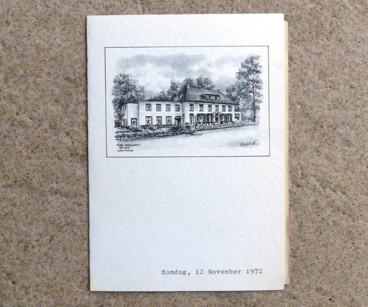 Hotel de Kap Warnsveld menu 1972 oude menukaart, Boeken, Catalogussen en Folders, Gelezen, Ophalen of Verzenden