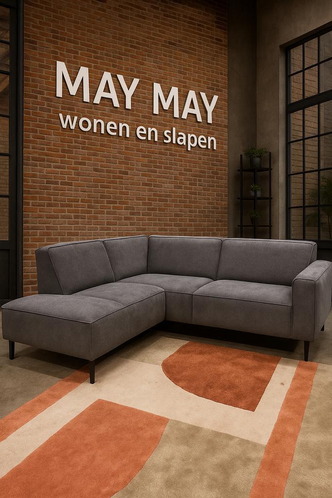 Hoekbank Enzo L-260 X 195 Grijs stof Direct/LeverbaarE-2240, Huis en Inrichting, Banken | Bankstellen, Nieuw, Hoekbank, Vierpersoons of meer