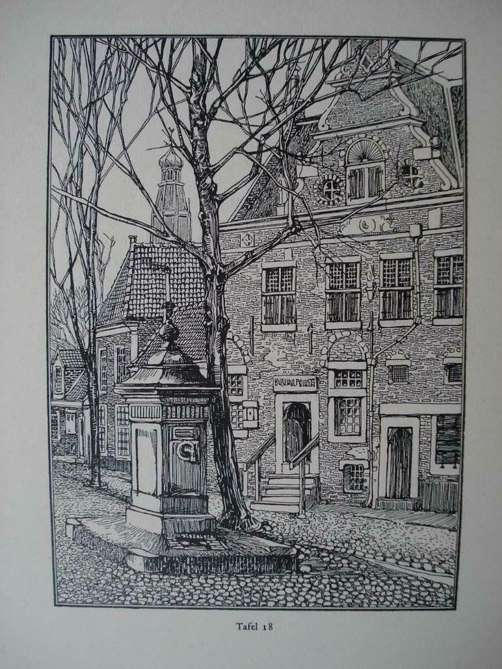 18 / Enkhuizen De Waag voorzijde Gravure 1902, Antiek en Kunst, Kunst | Etsen en Gravures, Ophalen of Verzenden