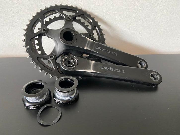 Praxisworks Crankstel met Rotor Blad, Fietsen en Brommers, Fietsonderdelen, Gebruikt, Racefiets, Crankstel of Pedalen, Ophalen of Verzenden