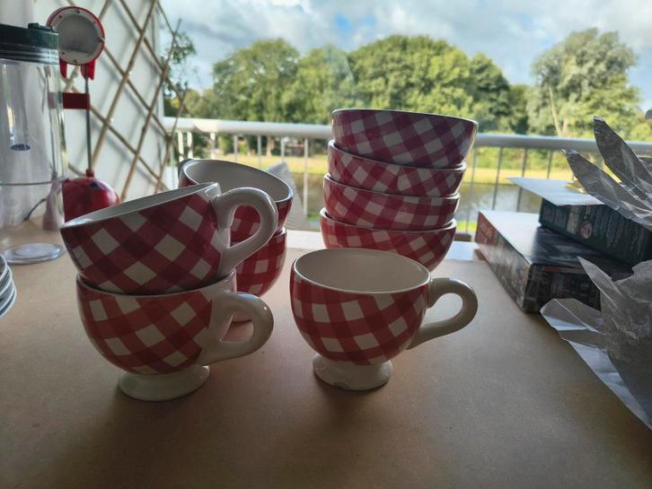 Homies servies Marieke rood-wit geruit, Huis en Inrichting, Keuken | Servies, Gebruikt, Kop(pen) en/of Schotel(s), Overige stijlen