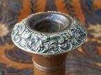 Mooie antieke Engelse kandelaar van koper en tin 19,5 cm., Ophalen of Verzenden, Koper of Brons
