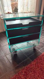 Ladekasje open dik glas/ zwarte laden op wieltjes, Huis en Inrichting, Kasten | Ladekasten, Ophalen, Gebruikt, 50 tot 100 cm, Glas