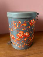 Retro Prullenbak met Bloemen Design, Ophalen, Gebruikt, Met pedaal, Metaal