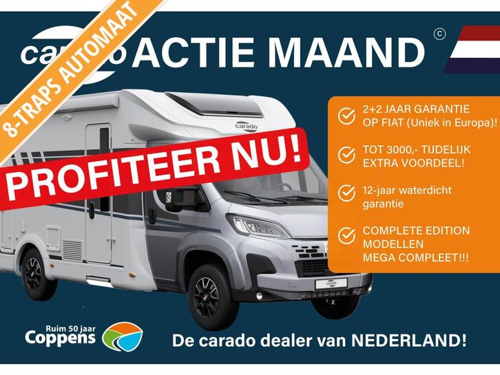 Carado T328 PRO+ AUTOMAAT + ACTIEPRIJS, Caravans en Kamperen, Campers, Bedrijf, tot en met 4, Half-integraal, Carado, Fiat, Diesel