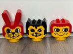 3 duplo koppen konijn kat en meisje, Kinderen en Baby's, Speelgoed | Duplo en Lego, Ophalen of Verzenden, Zo goed als nieuw, Duplo