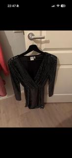 Ichi kerstjurkje met glitter, Kleding | Dames, Jurken, Verzenden, Zwart, Zo goed als nieuw, Maat 34 (XS) of kleiner