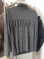 Metallic zilveren vintage top met ruches maat M, Maat 38/40 (M), Verzenden, Zo goed als nieuw, Zonder mouw