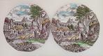 2 ontbijtbordjes donkerbruin bont Engels Enoch Wedgwood, Ophalen of Verzenden
