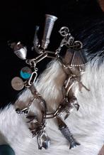 Vintage bedelarmband verzilverde bedels, Ophalen of Verzenden, Zilver, Armband