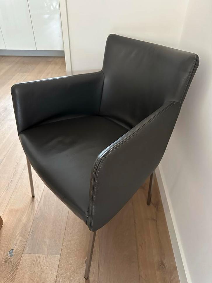 Eetkamerstoelen 6 stuks!, Huis en Inrichting, Stoelen, Zo goed als nieuw, Vijf, Zes of meer stoelen, Leer, Grijs, Ophalen