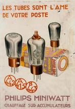 Philips Miniwatt radiobuizen poster - ca. 1930 - overdruk, Verzamelen, Posters, Rechthoekig Staand, Verzenden, A4 of kleiner, Nieuw