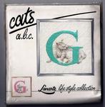 Borduurpakket kat de letter g met rose en mint garen, Verzenden, Nieuw, Borduurpakket