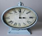 Brocante ovale klok in blauw/grijs tint, Huis en Inrichting, Ophalen of Verzenden, Gebruikt, Analoog, Staande klok
