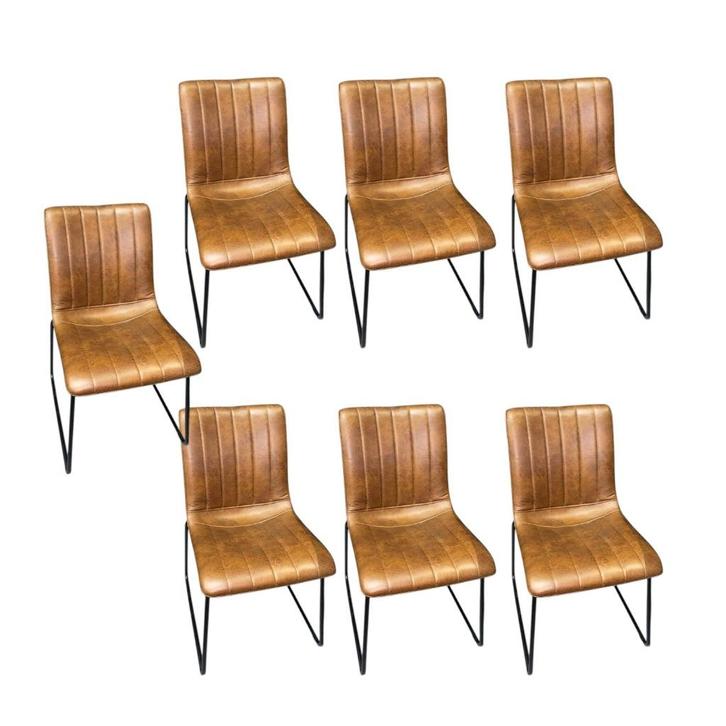 Eetkamerstoel Noël | 7 stuks, Huis en Inrichting, Stoelen, Zo goed als nieuw, Vijf, Zes of meer stoelen, Leer, Bruin, Ophalen