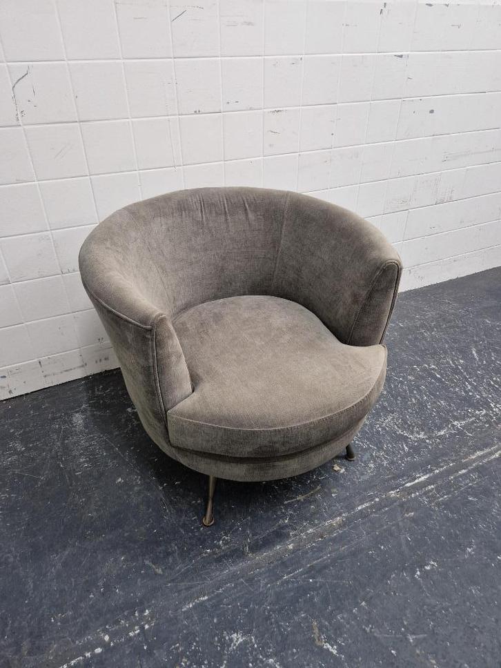 Grijze fauteuil met ronde rug, Huis en Inrichting, Fauteuils, Gebruikt, Stof, Ophalen