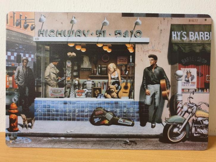 Highway 51 Elvis Marilyn reclamebord van metaal wandbord, Huis en Inrichting, Woonaccessoires | Wanddecoraties, Nieuw, Ophalen of Verzenden