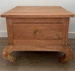 Z.G.A.N. Teak bijzettafeltje met lade - onbehandeld., Minder dan 55 cm, Vierkant, Nieuw, Ophalen