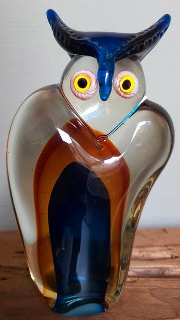 Beeld uil vogel murano beeld sculptuur glas uniek