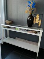 Side table met glasplaat 132bx37dx75h, Ophalen of Verzenden, Gebruikt, 25 tot 50 cm, Rechthoekig