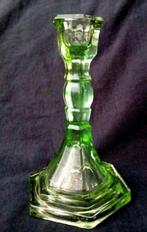 Glazen groene kandelaar '30 jaren., Antiek en Kunst, Antiek | Kandelaars, Ophalen of Verzenden, Glas