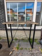 Bartafel met 4 barkrukken - Mahonie & Leer, Huis en Inrichting, Tafels | Sidetables, Ophalen