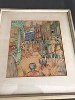 Aquarel/tekening....: F Motjé (?), Ophalen of Verzenden