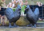 set van 2 gietijzeren dierenbeeldjes kip & haan bruin KGS278, Ophalen of Verzenden, Nieuw, Dier