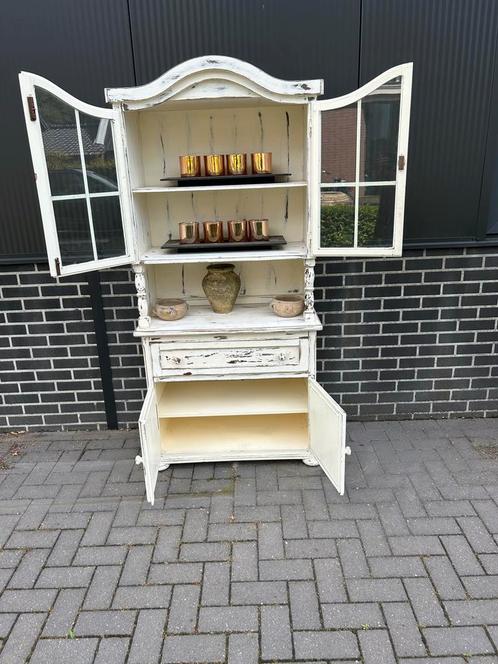 Brocante Buffetkast met Glazen Deuren, Antiek en Kunst, Antiek | Meubels | Kasten, Ophalen