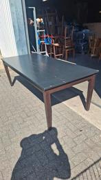 Stamtafel horeca hout eettafel massief 220x100 cm + stoelen, Gebruikt, 200 cm of meer, Ophalen of Verzenden, Minder dan 50 cm